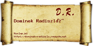Dominek Radiszló névjegykártya